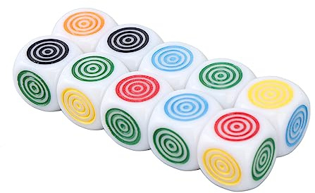 MasYosh 10 ST 6-sidiga Speltärningar, Lätt, Starkt Slagtålighet Vita Plasttärningar med Klart Färgtryck för Brädspel Casino Home School