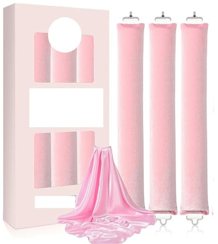 Heatless Hair Curler to Sleep in No Heat Satin Curling Set Jumbo Large Foam Sponge Rollers for Long/Short Hair Volume Women Styling Tools Pink