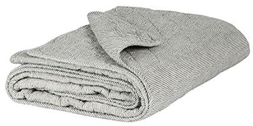 IB Laursen - Quilt, Decke, Kuscheldecke, Tagesdecke - Farbe: Weiß-Grau gestreift - 180 x 130 cm - 100% Baumwolle