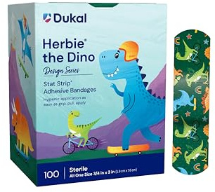 Stat Strip Kid Design (Herbie The Dinosaur) Plastic Adhesive Bandage Sterile .75 x 3 1200 per Case