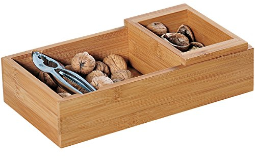 Kesper 62830 ciotola quadrata con schiaccianoci, Legno, Marrone, 30 x 16.5 x 7,5 cm