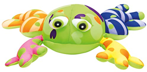 Mertens grenouille en peluche, peluche (peluche en 100% polyester, remplie de billes de polystyrène à câliner et à aimer, pour garçons/filles et bébés, taille approx. 34 x 12 x 32 cm), Multicolore