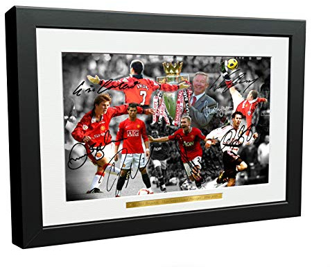 Kitbags & Lockers 12 x 8 A4 signiert 'Die Alex Ferguson Jahre' Celebration – cantona-ronaldo-beckham-giggs-rooney-scholes handsignierten Manchester United Wandbild Fotorahmen Fotobild Geschenk