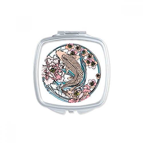 Espejo de bolsillo compacto para maquillaje, diseño de loto, color rosa carpa