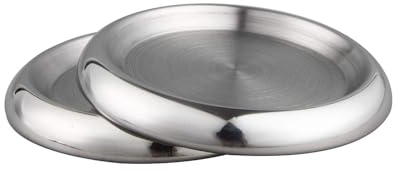 IMEEA Untersetzer Edelstahl Rund 2er Set Getränkeuntersetzer und Kerzenhalter mit Rand für Gläser Tassen Küche Büro Esstisch