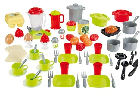 Ecoiffier – Spielzeug-Geschirrset XL – 70-teiliges Spielservice, ideales Zubehör für Kinderküche, mit Mixer, Essgeschirr für Kinder ab 18 Monaten