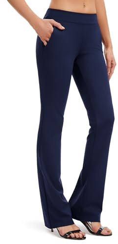 SAFORT bootcut yogabyxor för kvinnor, 71 cm/76 cm/81 cm/86 cm innersöm vanliga/höga utsvängda byxor för arbete, 4 fickor, XL