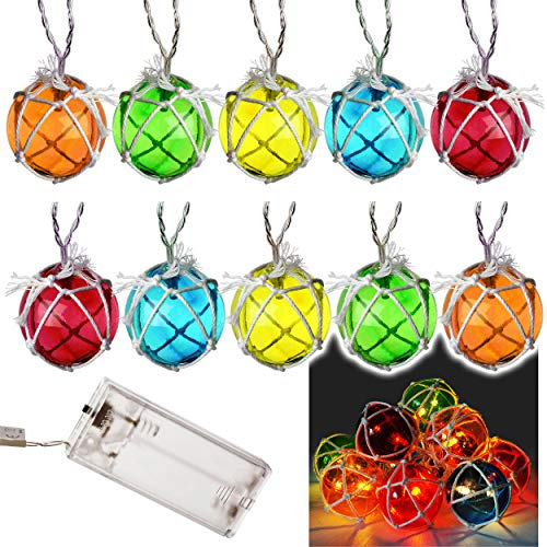 alles-meine.de GmbH 2 Stück LED - Lichterketten/Lampionketten - 2 * 1,25 Meter - jeweils - 10 Bunte Kugeln/Lampions - Batterie betrieben - elektrisch kabellos - Laterne - L..
