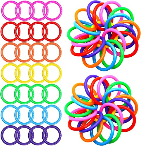 QUMENEY 100 Stück Binder Ringe Kunststoff, Plastik Loseblatt Ring, Mehrfarbige Binder Ringe für Sammelalben, Karteikarten und Stapel von Dokumenten(gemischte Farbe, 8mm) Farbe zufällige Lieferung