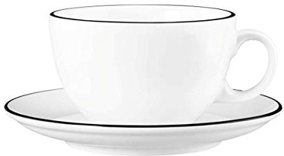 Seltmann 001.758875 Modern Life Black Line Milchkaffeetasse mit Untertasse, 0.37L, 6 Stück
