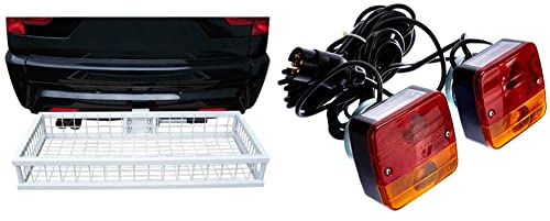 Berger + Schröter 30726 Heckträger mit Schnellkupplung - für Transporte & 5 Anhängerbeleuchtung 3 Kammern mit Magnethalter