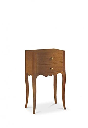 Mar.c.a. Design, Aparador Madera, Mueble Recibidor Pequeño, Nogal - Mueble Salon Multiuso Elegante con 2 Cajones para Objetos 42x31x70H - Mesilla de Noche, Ideal para Varios Ambientes, Made in Italy