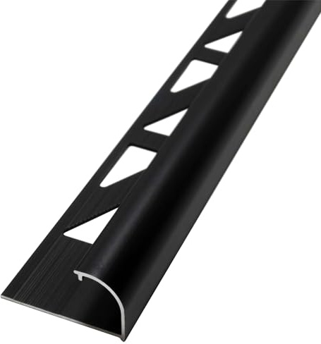 Dalsys Fliesenschiene 2,5m x 12,5mm Schwarz Alu | Viertelkreisprofil, Rundprofil, Halbrundprofil, eloxiert, für Fliesen und Bodenbeläge, Kantenschutz
