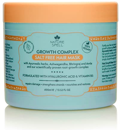 Nature Spell Growth Complex Hair Mask, Nourishing and Strengthening, Infused with Hyaluronic Acid and Vitamin B5, For All Hair Types, Vegan, 400ml