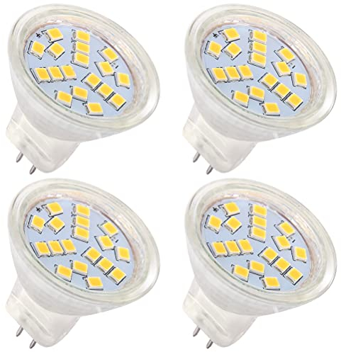 HRYSPN MR11 GU4 12v led 4W, Bianco caldo 3000K, Pari alle Alogene da 35W, per Paesaggio, Cappa Cucina, Camper (4 Pezzi)