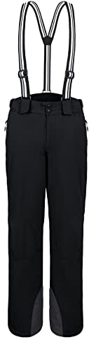 AOLI RAY Herren Skihose Snowboardhose Wasserdicht Gefüttert Trägerhose Wanderhose Schneehose Winddicht Winter Outdoorhose mit 4 Taschen Schwarz XL