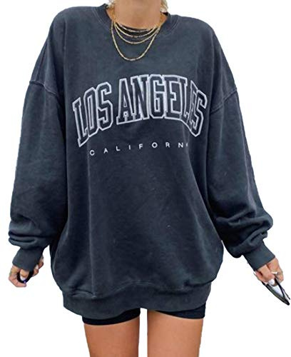 GeGekoko Donna Felpa con Cappuccio Lunga Classica Hoodie Oversize Vintage di Los Angeles Tempo Libero Sport Fitness Outdoor Basic Casual