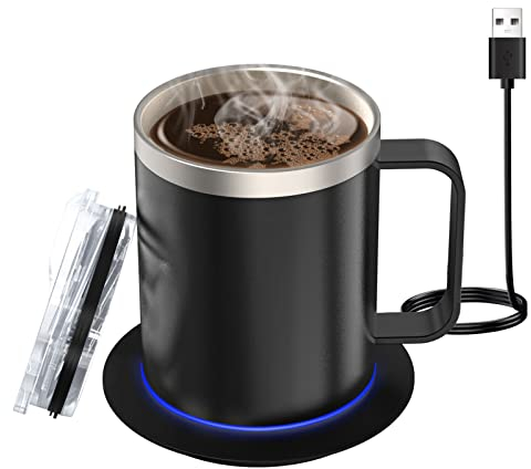 Lamker 300ml Scalda Bevande USB Tazza Elettrico Riscaldatore Caffè Smart Temperatura Costante 131 ℉ / 55 ℃ Set Scaldatazze Riscaldato per Casa e Ufficio Latte Acqua tè Scaldabevande