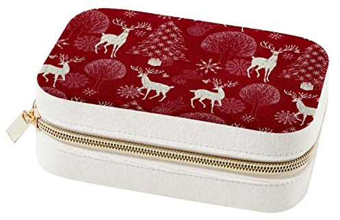 Schmuckkästchen für Weihnachten, Hirsch, tragbar, für Reisen, Schmuck, Organizer, Ohrringe, Ringe, Halsketten, Display, Aufbewahrungsboxen, für Frauen, Mädchen, Brautjungfern, Geschenke
