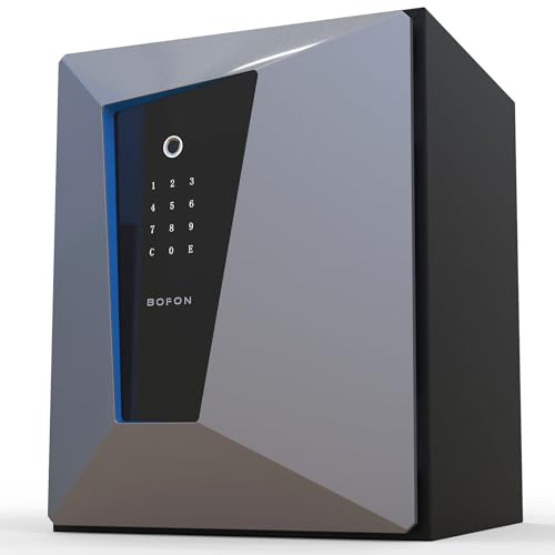 BOFON Fireproof Biometric Safe Box, Fire Safes with Fingerprint Touch Screen Keyboard, Home Security Safe for Hotel Office, 2.1 Cubic feet