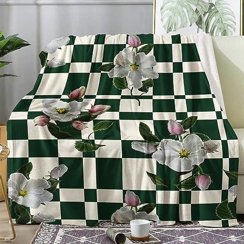 Kuscheldecke 80 x 150 cm 3D Weiße Blumen Flanell Fleecedecke, Weich Warm Flauschig Decke Anlage Wohndecke Decken für Sofadecke Couchdecke kuscheldecken für Kinder Erwachsene, Blanket
