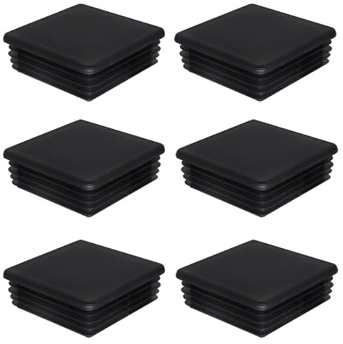 SKIR'CO (6 pièces) Bouchons Carrés en Plastique 80 x 80 mm, Embouts de Tube Mat, Inserts de Tube Carré, Bouchons de Poteau de Clôture, Noir RAL 9005