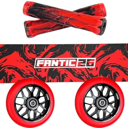 F26 Stunt Scooter Ersatzteile Set, Swirl Rot | Set mit Griffe, Rollen, Griptape, 110 mm Rollen, ABEC 11 Kugellager