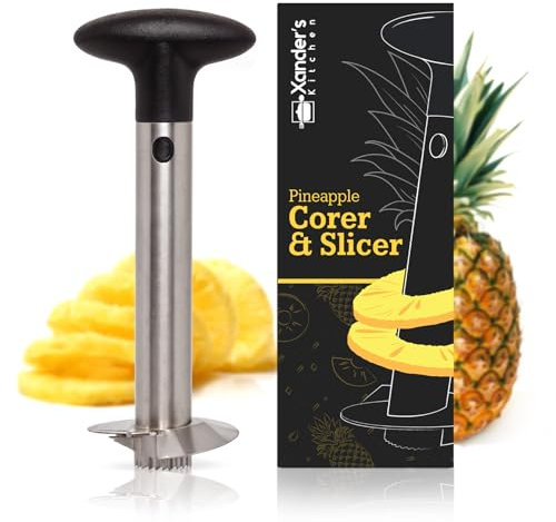 Xander's Kitchen Pineapple Corer Peeler Slicer Fruit Cutter Stainless Steel Tool Kitchen Easy Use Heavy Duty Core Remover