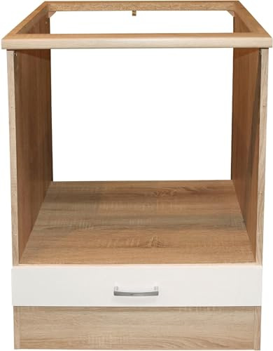 möbelando Herdumbauschrank >Ailina< in Sonoma-Eiche/weiß - 60x90x60 (BxHxT)