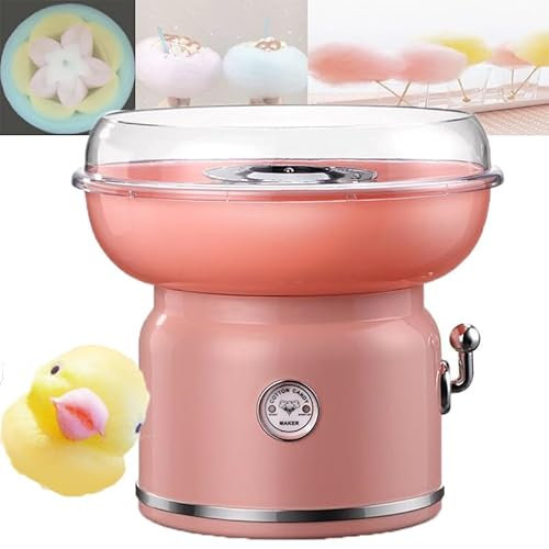 YhsPkh 450w Portable Cotton Sugar Floss Machine - 300ml Sugar Storage, Electric Sweet Cotton Candy Maker, Can Make Hard Candy/Granulated Sugar/Rock Sugar,Pink