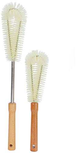 Lybunair 2Pcs Long Wooden Handle Bottle Brush, Multifunctional Cleaning Tool for Glass, Insulation Cup, Wine Decanter, Jug, Teapot