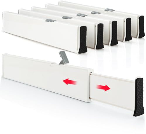 GBACHOOSE 6er Set Schubladentrenner Küche, 33-55cm Schubladentrenner Verstellbar, Plastik Schubladenteiler Hoch 6cm, Schubladen Organizer für Küche, Kommode, Badezimmer, Schlafzimmer (Weiß)