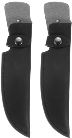 QUARKZMAN 2 Stück Feststehendes Messerholster 10 x 2.1 Gürtelschlaufen-Design Gerade Messerhalter Tasche mit Kupfer-Schnappverschluss für Outdoor-Freizeit-Küche, Schwarz