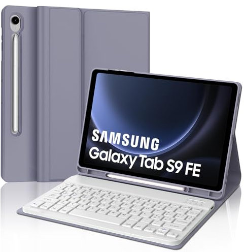 JADEMALL Custodia Tastiera per Samsung Galaxy Tab S10 FE 10.9 2025/S9 FE 10.9 2023, Italiana QWERTY Tastiera Bluetooth con Portapenne per Tablet Samsung S10 FE/S9 FE 10.9, Viola