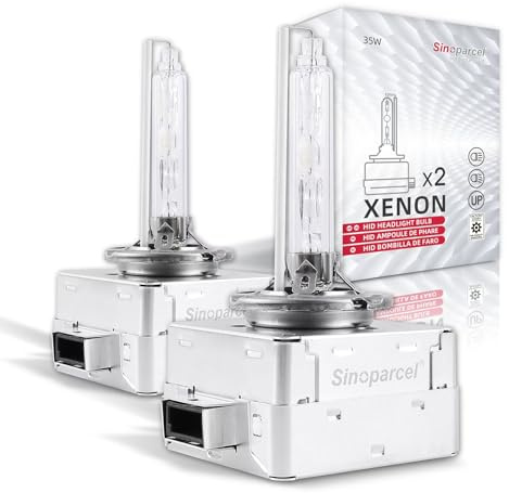 Sinoparcel Ampoule Xénon D1S/D1R 6000K HID, Lot de 2 | Lampe Phare HID Blanche au Remplacer pour Voiture 66144 66140 85140 85415, 35W DC 12V