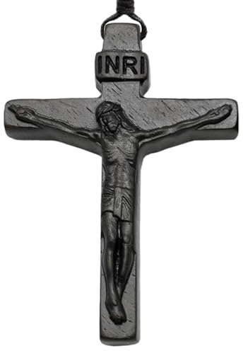 Generisch Holzkreuz-Halskette, Jesus-Kruzifix-Halskette, Vintage-Charm-Tropfen-Halskette, Schmuck für Männer und Frauen, Kreuz-Anhänger zur Taufe