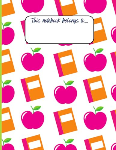 Pink Apples and Notebooks Blank Lined Notebook: 100 blank lined pages