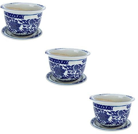 INOOMP 3ensembles Pot De Céramique Décoratif avec Drainage pour Plantes Intérieur Modèle Porcelaine De Jingdezhen pour Décoration De Maison Et Bureau