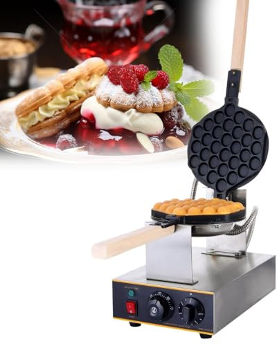 pedenencelia Gaufrier À Bulles/Machine À Gaufres Rotative À 108 °-50-250 ℃ Réglable,1400 W avec Revêtement Antiadhésif-pour Café/Magasin De Desserts