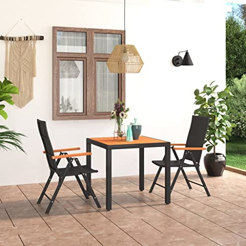 LXYZWRW Gartenmöbel-Set, 3-teilig, Schwarz und Braun, Gartenmöbel-Sets