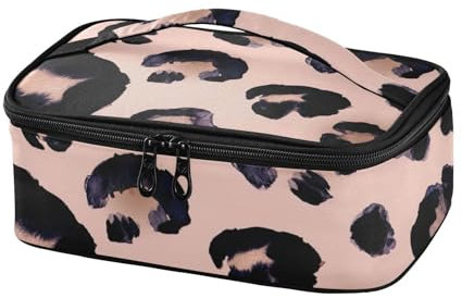 Amooorous Snow Aesthetic - Lonchera térmica para mujer, diseño de leopardo, color negro, gris, beige, con aislamiento térmico