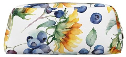 ASPOIJHN Vielseitiges Leder-Federmäppchen mit Sonnenblumen-Aufdruck, stilvolle Aufbewahrungstasche für Schule, Büro, Schreibwaren, Kosmetiktasche, Münzen, Organizer, gold, Einheitsgröße, Krawattenetui