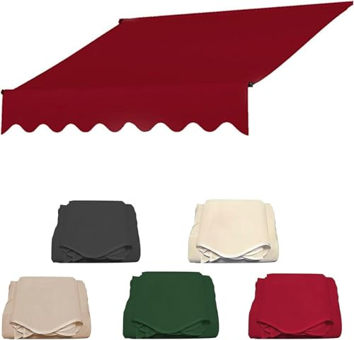 HOTAPEPU Markise Balkon Ersatz,Markise Balkon Ohne Bohren,Balkon Markise Ersatz, Patio Markise Außen Stoff Ersatz, Garten Sonnenschutz Überdachung 280g 100% Polyester Wasserdicht Leinwand -Grau||2.5m