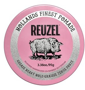 Reuzel Pink Grease Pomade Heavy Hold, Strong Hold Medium Shine Oil Based Pomade All Day Hold 3.38oz/95g