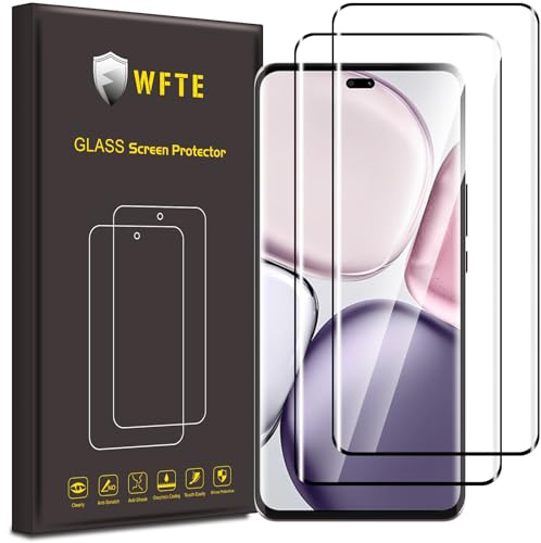 WFTE [2-Pezzi Vetro Temperato per Honor Magic 7 Lite/X9C/X60 Pro Pellicola Protettiva 3D Copertura Completaper [Durezza 9H][ Anti graffio][Anti-Impronte][Senza Bolle] Pellicola Protettiva(Black)