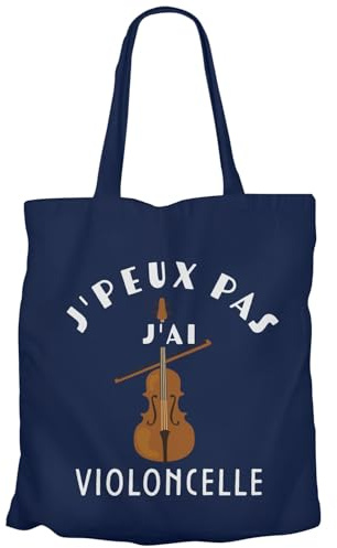 Fabulous Tote Bag Sac Shopping en Toile Bleu - J'Peux Pas J'ai Violoncelle Orchestre Musique Classique - 10 L