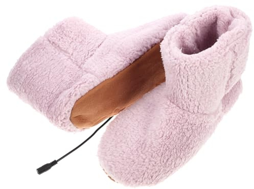Mikinona Usb Beheizbare Plüschschuhe Mit Anti-rutsch-sohle Elektrisch Warme Fußwärmer Für Damen Weiche Heizschuhe Für Kalte Winter Komfortabel Und Sicher Warmhalteschuhe