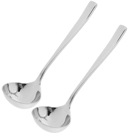 ULTECHNOVO 2pcs Stainless Steel Sauce Ladle Ladles for Serving Gravy Kitchen Cooking Utensils Asian Soup Spoon Design for Home Kitchens Use