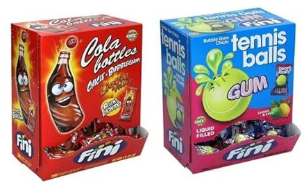 2 Boxen Fini Kaugummi Mix aus 2 Sorten (1x Cola Bottles + 1 x Tennisbälle) a 1 kg + Space Keks gratis a 45 g von Onlineshop Bormann
