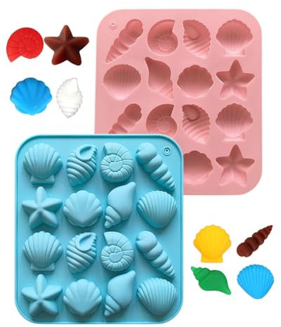 IPNSDON Moules en Silicone: Coquillage et Étoile de Mer 3D pour Fondant - Thèmes Sirènes et Sous-Marins